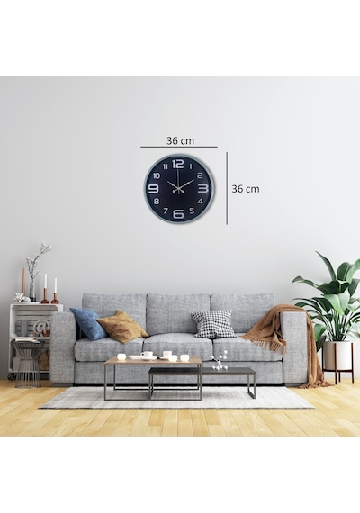 36 Cm Gri Dekoratif Duvar Saati Diğer 92425640