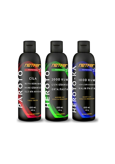 Netfer 3'lü Orta Kalın Pasta Cila Set - 3x100 Ml