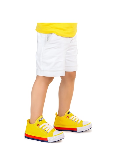 Kiko Kids Tinna Bağcıklı Erkek Bebek Keten Spor Ayakkabı Sarı