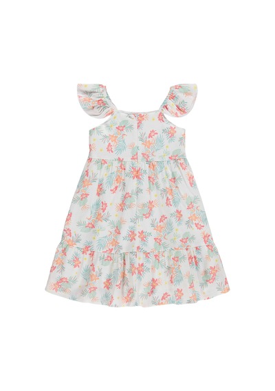 Civil Girls Çiçekli 6-9 Yaş Elbise - Yeşil Açık Mint Yeşili