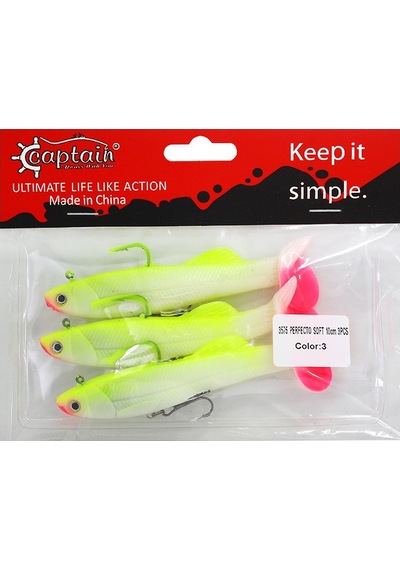 Captain 3575 Perfecto Soft 10cm Turna Silikonu 3'lü Paket Suni Balık 03