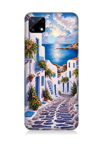 Realme C17 Uyumlu Beyaz Sokak Desenli Silikon Kılıf