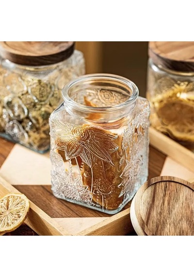 Cam Saklama Kavanozu, 28 Oz/24 Oz Bambu Ahşap Kapaklı Cam Gıda Saklama Kapları, Mutfak Tezgahı, Kiler, Kurabiye, Kahve, Çay, Şeker İçin 2 Hava Geçirmez Kurabiye Kavanozu Seti Çok Renkli