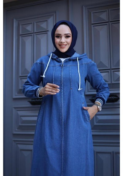 Harman Butik Kadın Fermuarlı Cepli Kapüşonlu Kol Ribanalı Denim Kot Kap Koyu Mavi Koyu Mavi Harman Butik Kadın Fermuarlı Cepli Kapüşonlu Kol Ribanalı Denim Kot Kap Koyu Mavi Koyu Mavi