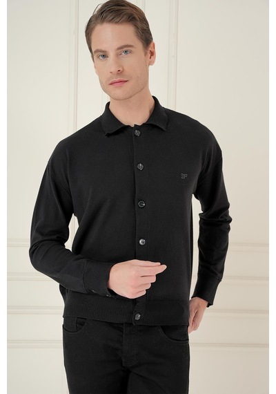Efor Tr 879 Slim Fit Siyah Klasik Triko Siyah