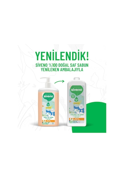Siveno %100 Doğal Sıvı Kastil Sabun Portakal Yağlı Tazeleyici Nemlendirici Bitkisel Vegan 1 L