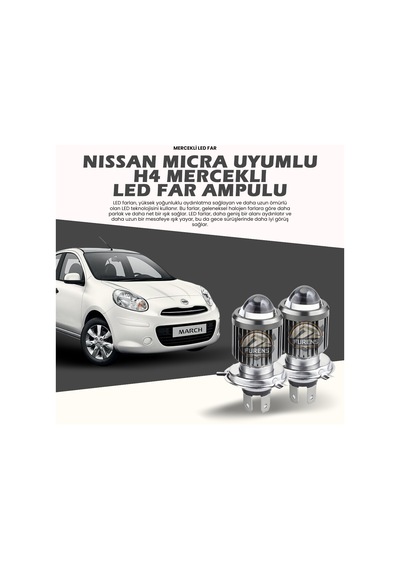 Nissan Micra Uyumlu Mercek Led Xenon Uzun - Kısa Çift Renk