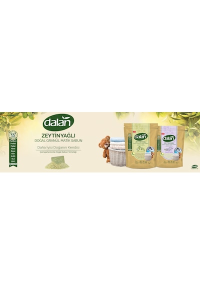 Dalan Doğal Granül Sabun Tozu 1kg Bebekler İçin %100 Zeytinyağlı 2 Li Set