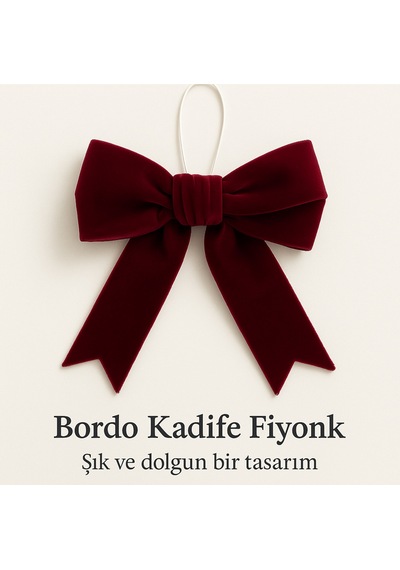 Premium Kadife El Emeği-5li Yılbaşı Ağaç Süsü Fiyonk Seti -kurdele Fiyonk Noel Ağacı Süsleme