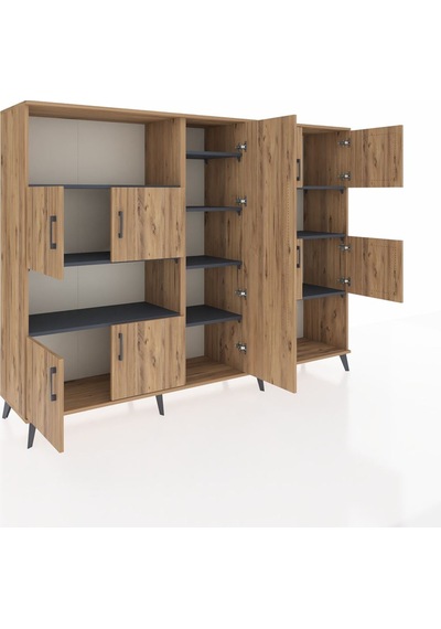 Hyperion Dolap 10 Raflı 9 Kapaklı 220x44x163 Çam-çam/antrasit Çam-çam/antrasit Hyperion Dolap 10 Raflı 9 Kapaklı 220x44x163 Çam-çam/antrasit Çam-çam/antrasit
