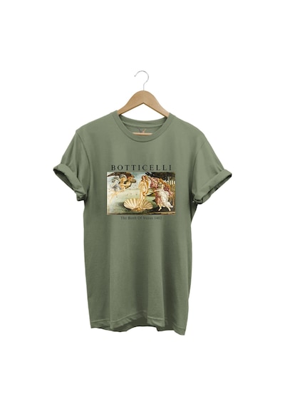 Bottıcellı Venüs Baskılı %100 Pamuk Regular Fit Haki T-shirt Haki