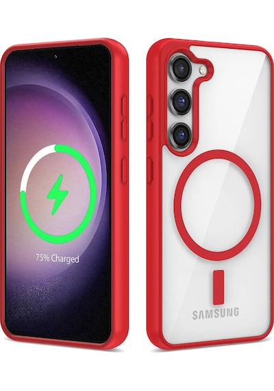 Kilifone - Samsung Uyumlu Galaxy S23 - Kılıf Kablosuz Şarj Destekli Ege Silikon Kapak - Kırmızı