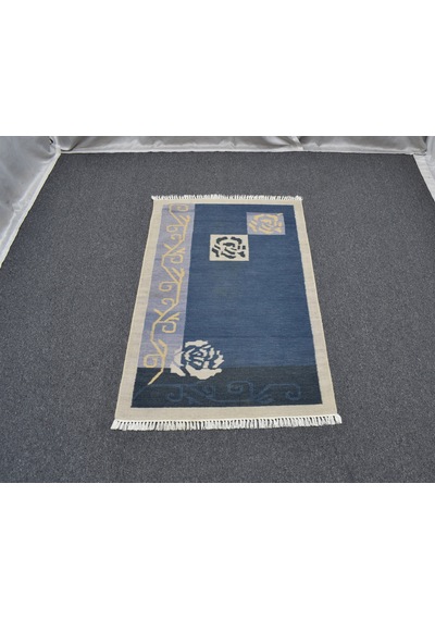 Zehra Abla Halı Yeni El Dokuma Nadir Modern Güllü Çiçekli Yün Kilim 7040 Çok Renkli