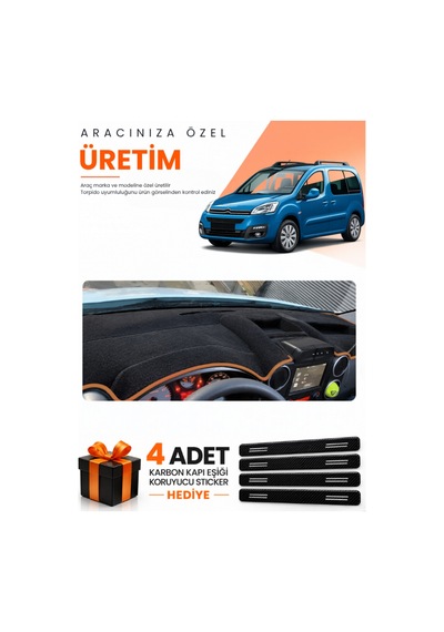 Citroen Berlingo Çukurlu Kpksız 2015-2020 Uyumlu Torpido Koruma Örtüsü Oto Kılıfı - S.khv - Cı016