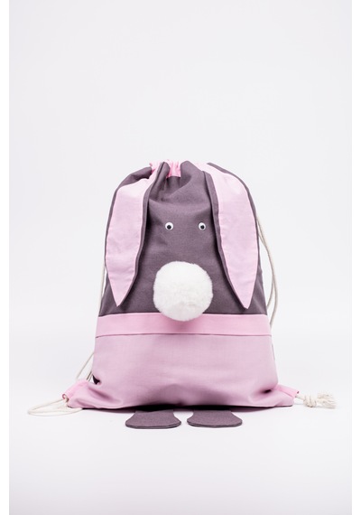 Fabric Craft Bag Çocuk Sırt Çantası Tavşan Figürlü Pembe Pembe - Gri