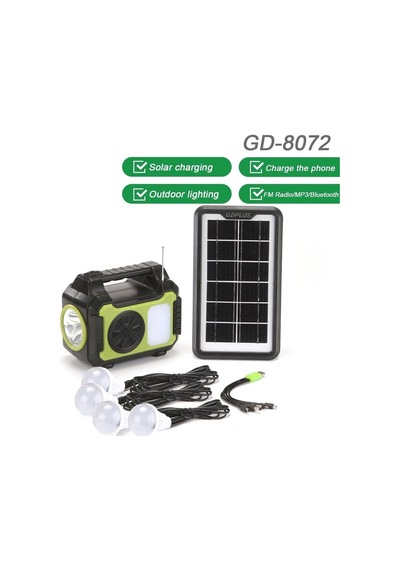 Junglee 1275 Güneş Enerji Panelli Aydınlatma Sistemi Powerbank Kamp Doğa Balık Karavan Fener Bluetooth Hoparlör İle Uyumlu