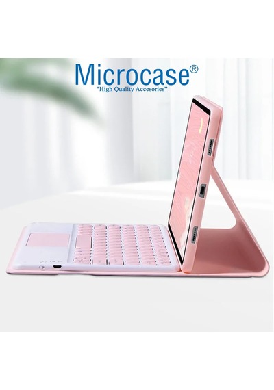 Samsung Galaxy Tab S6 Lite P610 İle Uyumlu Bluetooth Touchpad Klavye + Standlı Kılıf - Bkk5 Pembe