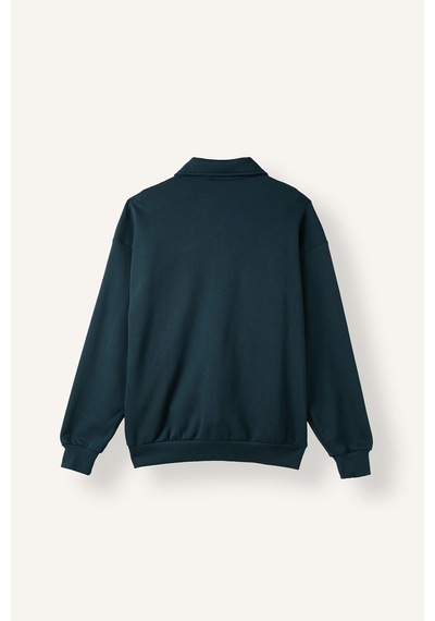 Defacto Boxy Fit Polo Yaka Fermuarlı Şeritli Sweatshirt Hırka I0631ax26augn1051 Yeşil-gn1051