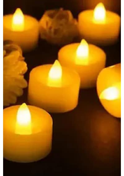 Led Mum 4 Adet Ledli Mum Model Işıklı Tealight Mum Pilli Beyaz