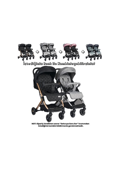 Lorelli Fiorano New Kabin İkiz Bebek Arabası - Dolphin Grey - Gri