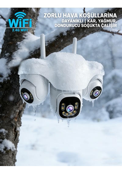 3 Kamerali 3 Ptz 3x6mp Wifi Lle Calisan Guvenlik Kamerasi Full Hd Ip66 360
