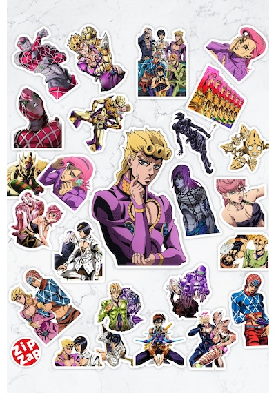 Jojo No Kimyou Na Bouken Part 5 Anime Telefon Laptop Yapışkanlı Folyo Sticker Paketi 25 Adet Çok Renkli