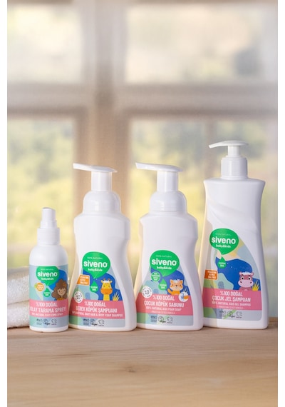 Siveno %100 Doğal Bebek Köpük Şampuanı Yenidoğan Saç ve Vücut İçin Nemlendirici Bitkisel Vegan 250 ml