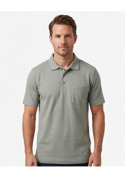 Özeniş Erkek Polo Yaka Regular Fit Baba Cepli %100 Pamuk Şık Tasarım Kagi T-shirt Açık Haki