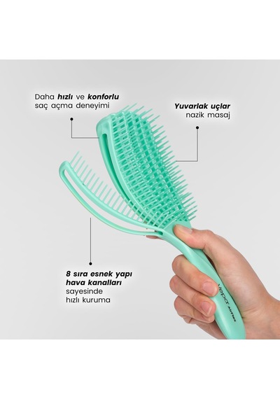 Airflex Multifonksiyonel Dolaşık Açıcı Saç Fırçası - Su Yeşili