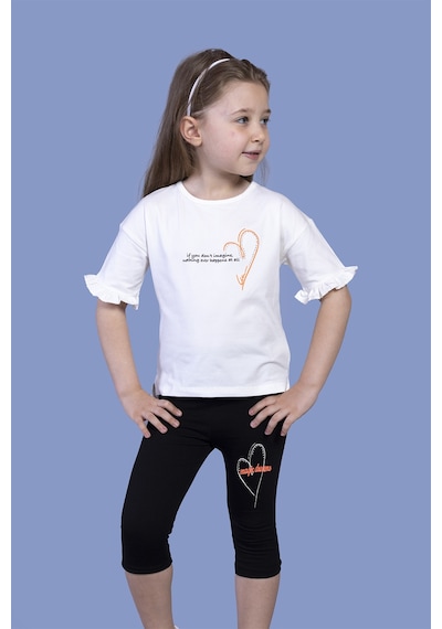 Toontoy Kids Toontoy Kız Çocuk 2'li Takım Baskılı Bisiklet Yaka Kolu Fırfırlı T-shirt & Basic Düz Crop Tayt Ekru Toontoy Kids Toontoy Kız Çocuk 2'li Takım Baskılı Bisiklet Yaka Kolu Fırfırlı T-shirt & Basic Düz Crop Tayt Ekru