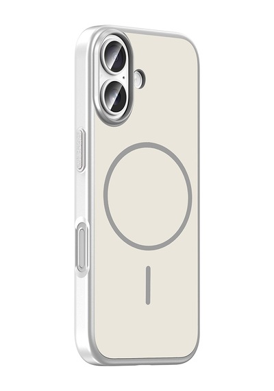iPhone 16 Kılıf M-safe Şarj Özellikli Zore Lora Pc Kapak - Gümüş