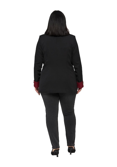 Disentis Büyük Beden Manşeti Kumaş Garnili Düğme Detaylı Astarlı Siyah Bordo Blazer Ceket Siyah Bordo Disentis Büyük Beden Manşeti Kumaş Garnili Düğme Detaylı Astarlı Siyah Bordo Blazer Ceket Siyah Bordo