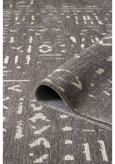 Mikasa Mks01z Antrasit Dekoratif Şönil Kilim İskandinav Desen Yıkanabilir Yumuşak Kaymaz Taban Halı