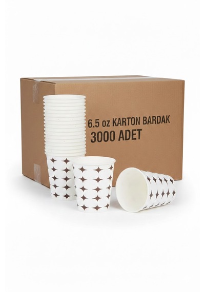 Bencup Karton Bardak 6.5 Oz 180 Ml , 3000 Adet - Ekonomik Dev Koli - Ofis Ve Kantin Tipi 3000