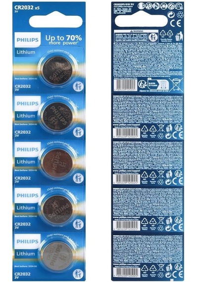 Philips Cr2032 3v Lityum Mini Düğme Para Pil Blister 5'lı Paket -218523