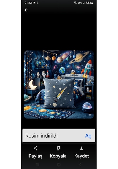 Kırlnt Kılıf 43x43 Uzay Roket Mavi