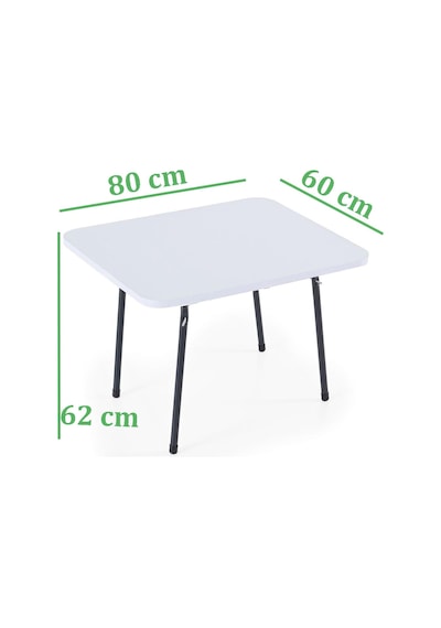 Exent 60x80 Cm Kamp Masası, Piknik, Bahçe Balkon Plaj Masası Katlanır Masa-beyaz Çok Renkli