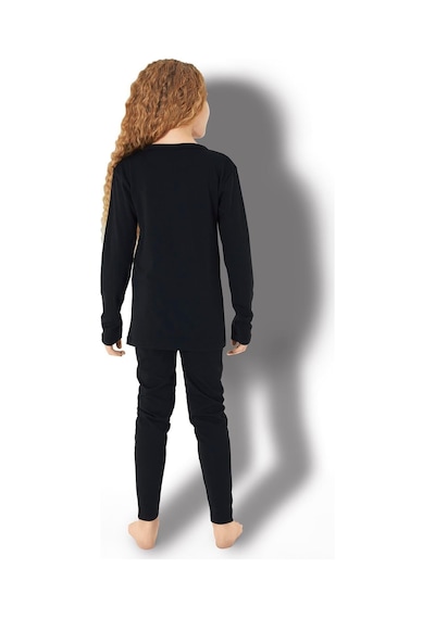 Jiber Unisex Çocuk Likralı Bisiklet Yaka Uzun Kollu Sıcak Tutan Termal İçlik Üst Siyah