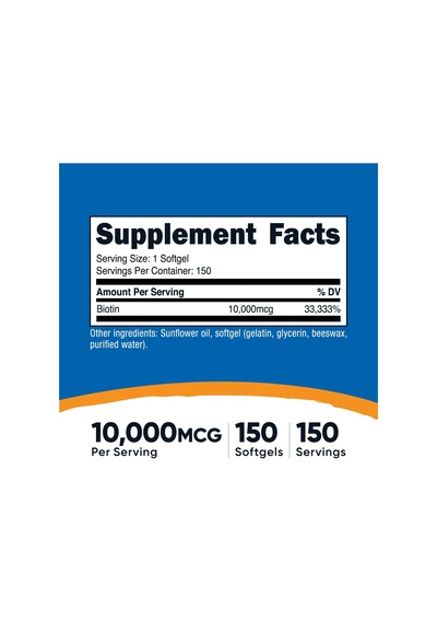 Nutricost Biotin Vitamin B7 Hair Skin 10,000mcg 150 Softgels