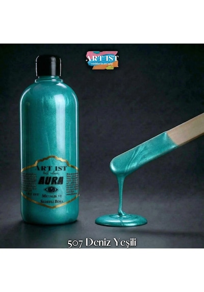 Aura Metalik Sedefli Ve Vernikli Boya - 507 Deniz Yeşili Ahşap, Taş Tozu, Hobi, Dıy -