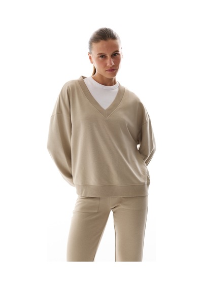 Penti Bej Geniş V Yakalı Sweatshirt
