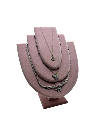 Yerli Üretim Ahşap Model Anfora Kumaş Pembe Renk 25 Cm Kolye Takı Sergileme Mankeni