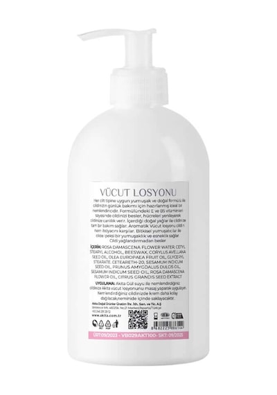 Akita Doğal Vücut Losyonu Gül 250 ML