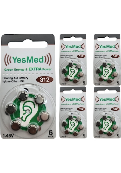 Yesmed Extra Power 312 No Kulak Pili 5 Paketx6adet 30 Adet Pil