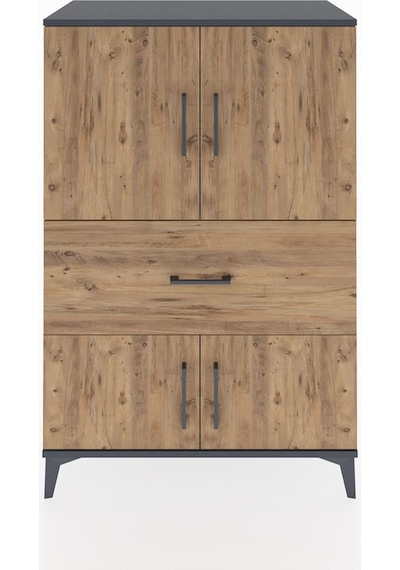Hyperion Dolap 2 Raflı Tek Çekmeceli 4 Kapaklı 88x44x134 Antrasit-çam Antrasit