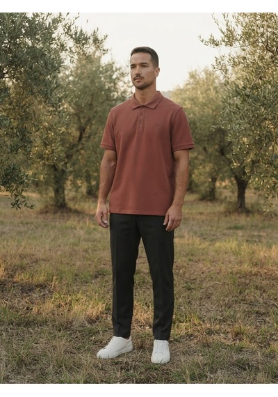 Maccali Erkek Bordo Pike Kısa Kollu Polo Yaka Tişört
