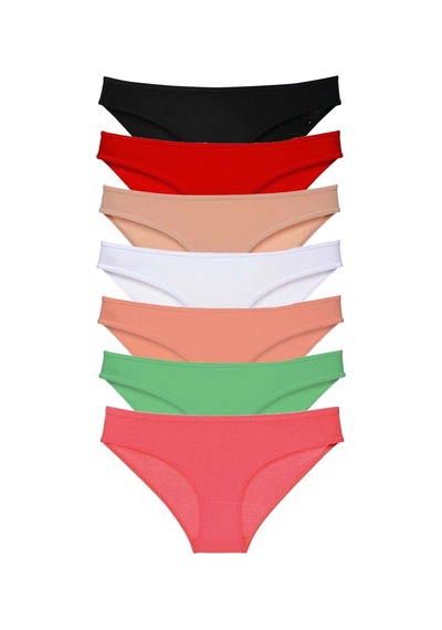 7 Adet Süper Eko Set Likralı Kadın Slip Külot Set 5 Çok Renkli
