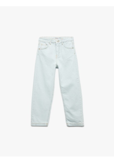 Koton Pamuklu Cep Detaylı Relax Fit Denim Pantolon Lıght Indıgo 5skb40047td Açık Mavi