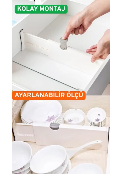 Büyük Boy Ayarlı Çekmece Ayırıcı Beyaz