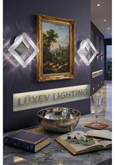 LumiaLighting Yakamoz Model Gümüş Kristal Salon Mutfak Yatak Çocuk Odası Pilli Aplik